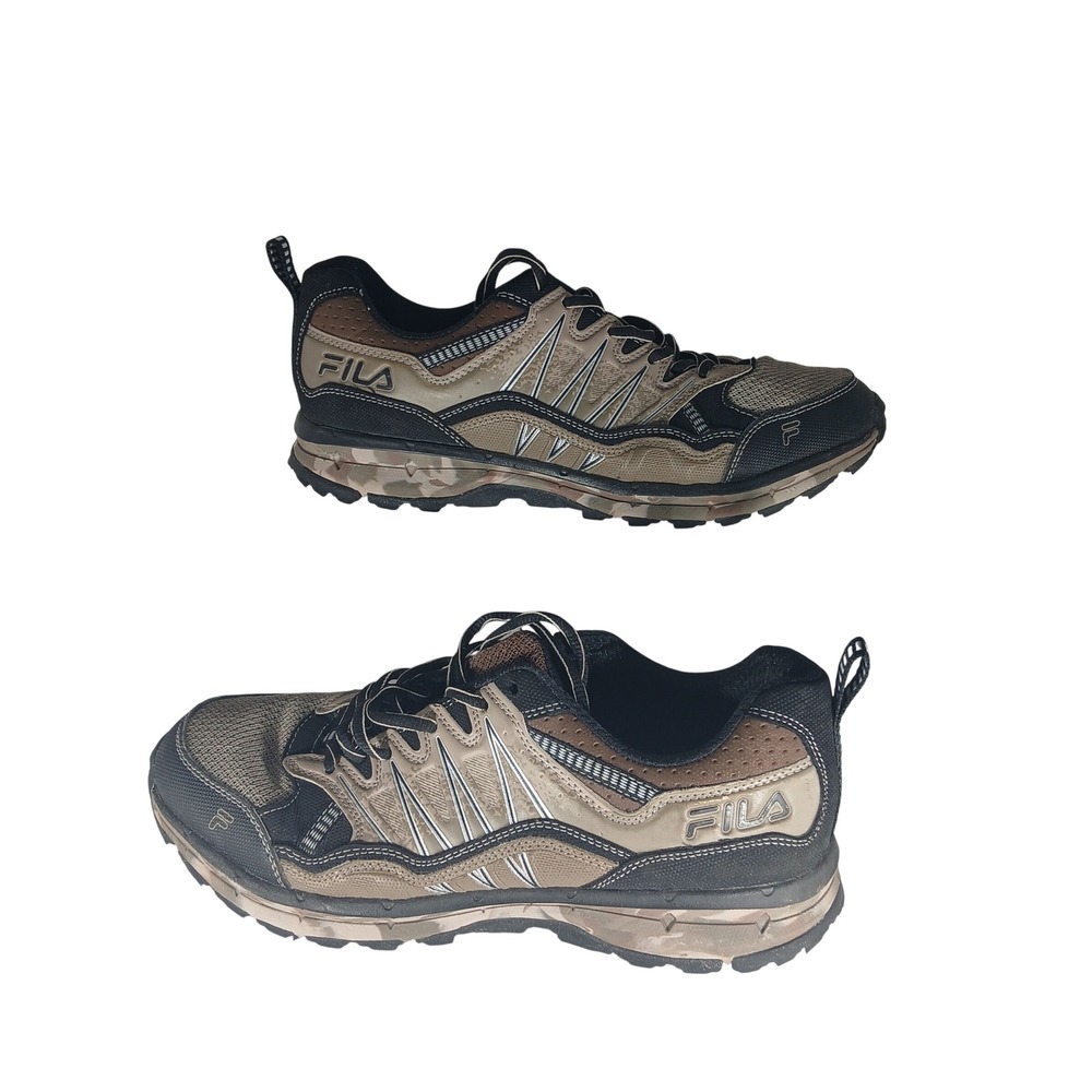 Fila Trail Running Shoes 8.5 Brown Black Camo Hiking Sneakers 1JM00823-221